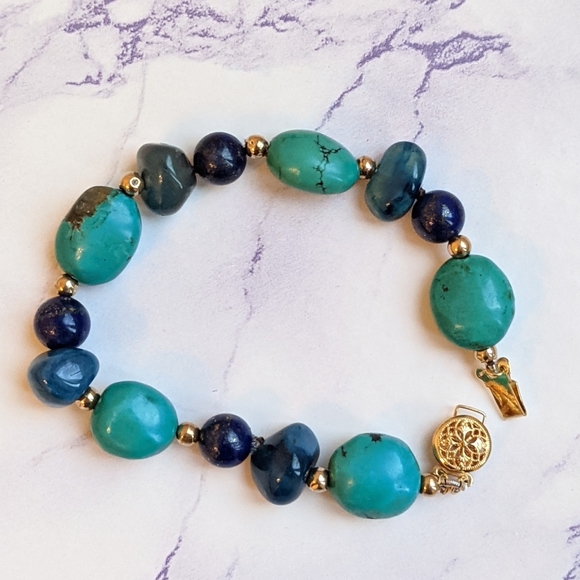 Turquoise & Lapis Lazuli Bracelet - Picture 4 of 5